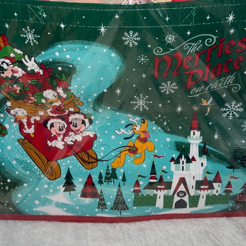 Disney Festive Tote with Mickey and Friends - Red and Green